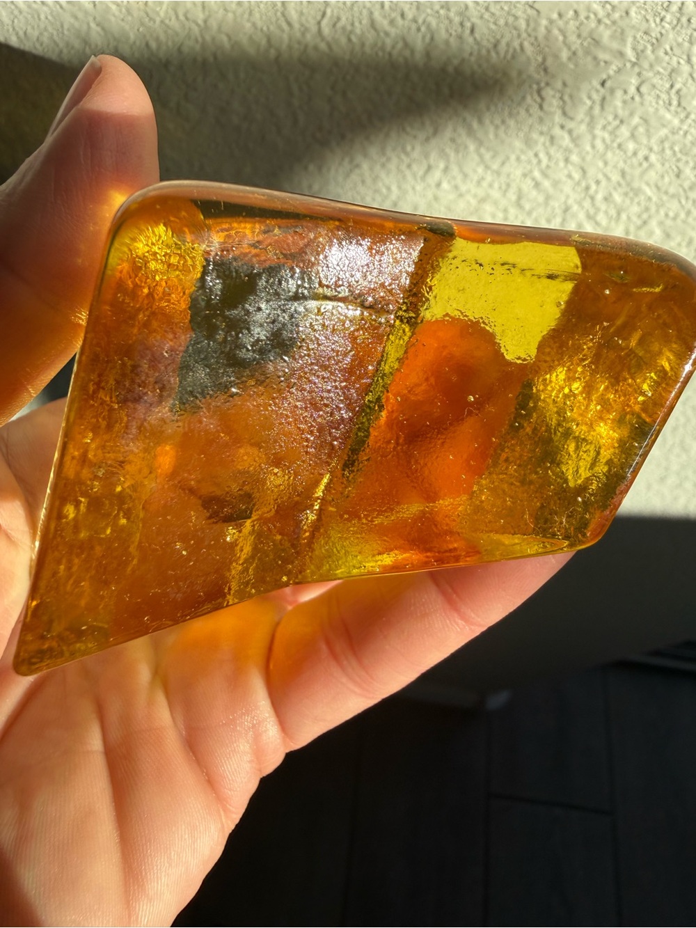 Handmade Amber Art Glass Star Sculpture — “Fire & Light” Signed - Picture 6 of 8
